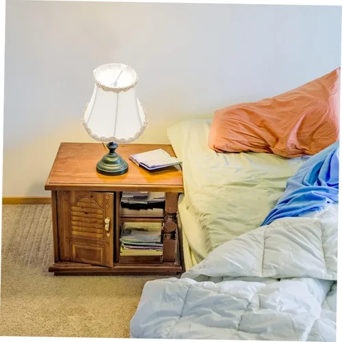 Vista 6 de Uonlytech Pantalla de lámpara de tela blanca con clip de arpillera, pantalla de lino para mesa, lámpara de pared, sala de estar, dormitorio