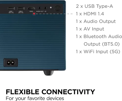 Vista 7 de ViewSonic Proyector LED LX60HD de 1080p, Google TV integrado para entretenimiento en el hogar suave, enfoque automático, proyección de 360 grados