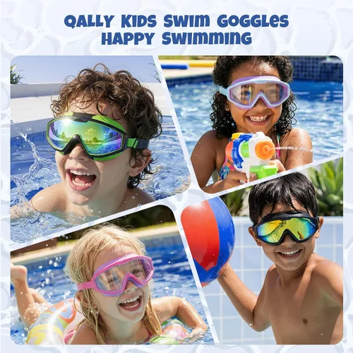 Vista 6 de Gafas de natación para niños, gafas de natación para niños, 3 unidades de gafas de natación de agua para niños y niñas, antivaho UV400