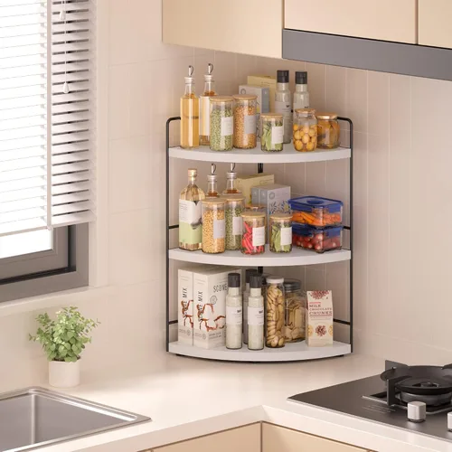 Vista 5 de ZGO Organizador de Baño de 3 Niveles - Organizador de Encimera y Esquina, Almacenamiento de Maquillaje y Cuidado de la Piel, Estante de Encimera