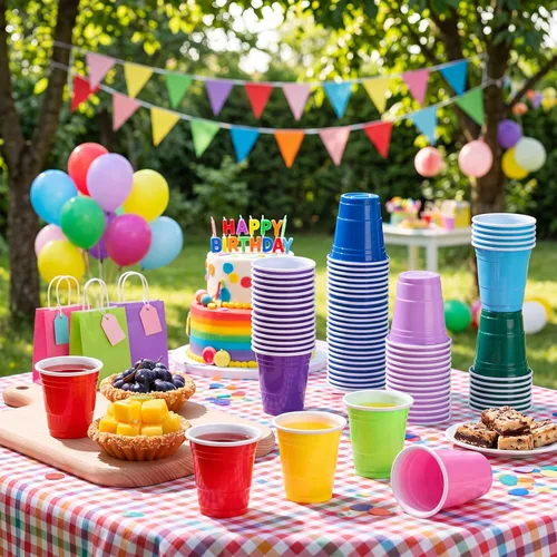 Vista 4 de Eaasty Paquete de 1000 vasos de chupito de plástico de 2 onzas/2.0 fl oz, desechables, a granel, surtido de vasos de fiesta para niños, cumpleaños