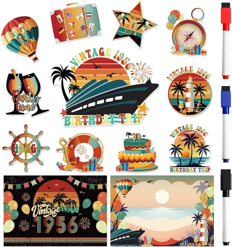 Vista 12 de 13 piezas de decoración de puerta de crucero de piña, imanes divertidos de piña tropical para crucero, reutilizables, divertidos letreros magnéticos