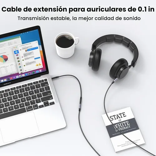Vista 5 de MOSWAG Cable de extensión de 3.28 pies/1 metro de 3.5mm macho a hembra, cable de audio estéreo de nailon trenzado compatible con estéreos