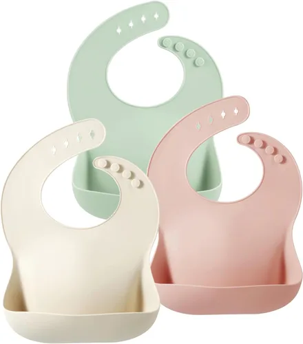 Vista 10 de PandaEar Set of 3 Silicone Baby Bibs Waterproof, Soft, Unisex, 10-72 Months