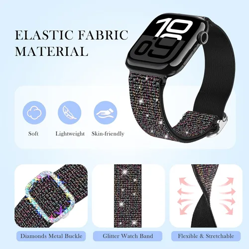 Vista 2 de LETOID Correas elásticas diseñadas para Apple Watch Band de 1.496 pulgadas, 1.575 pulgadas, 1.614 pulgadas, 1.654 pulgadas, 1.732 pulgadas, 1.772