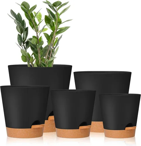 Vista 25 de GARDIFE Macetas de 10/9/8 pulgadas para plantas de interior, macetas auto-regantes, macetas de riego automático, macetas de flores, negras