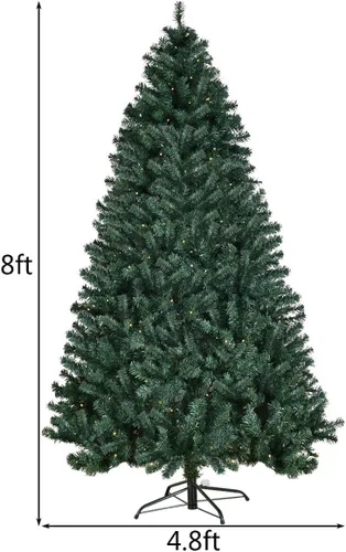 Vista 4 de COSTWAY Árbol de Navidad preiluminado de 8 pies, árbol de Navidad Verde claro