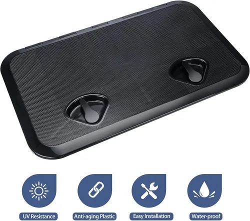 Vista 8 de smartmarine 24"x14" Marine Boat Deck Hatch Cover,Boat Access Hatch & Lid, 2pcs Hatch Handles Lock.Black/White