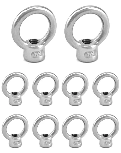Vista 7 de QWORK Anillo de elevación, 10 unidades, 1/4" UNC, acero inoxidable de grado marino 316 Paquete de 10