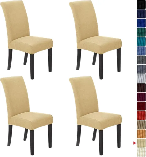 Vista 21 de Juego de 2 fundas para sillas de comedor, fundas elásticas para sillas de comedor, fundas para sillas de cocina de jacquard texturizadas, decoración