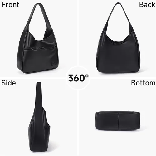 Vista 5 de Bolso de mano de piel sintética para mujer, bolso de hombro para universidad, bolso de mano de cuero Hobo, bolso de mano de trabajo