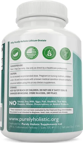 Vista 6 de Orotato de litio de 5 mg, 180 cápsulas de litio vegetarianas, suplemento de orotato de litio de 5 mg, 180 cápsulas de litio vegetarianas, ayuda a