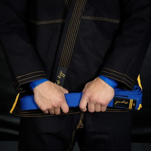 Vista 6 de Gold BJJ Cinturón Jiu Jitsu - Cinturones premium con barra de rango para rayas - Aprobado por la competencia IBJJF