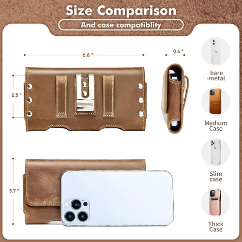Vista 4 de Mopaclle Funda de cuero genuino para iPhone 15 Pro Max 14 Pro Max 13 Pro Max 12 Pro Max 11 Pro Max S23 Plus S24 Plus S21 FE funda para teléfono