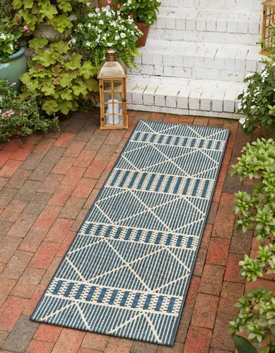 Vista 19 de Unique Loom Outdoor Trellis Collection - Alfombra de área - Dalyan (2 x 3 pies 1 pulgada, rectangular, azul/marfil)
