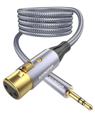 Vista 9 de Cable divisor XLR de 1 hembra a 2 machos para micrófono equilibrado, cable divisor en Y, color gris (1.6 pies/1.6 ft)