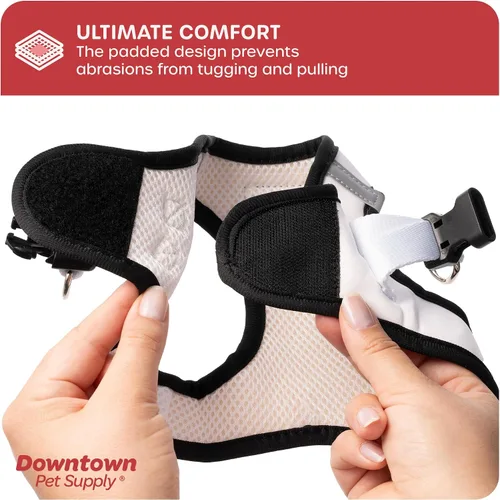 Vista 255 de Downtown Pet Supply Arnés para perro Step-in – Sin tirones, malla acolchada ajustable con ribete reflectante, correa de hebilla segura – Arnés