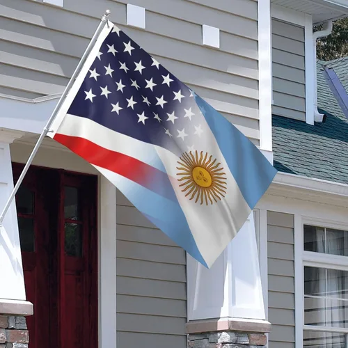 Vista 6 de Bandera de Argentina y Estados Unidos de 3 x 5 pies, color vivo y resistente a la decoloración UV, banderas de Argentina y Estados Unidos
