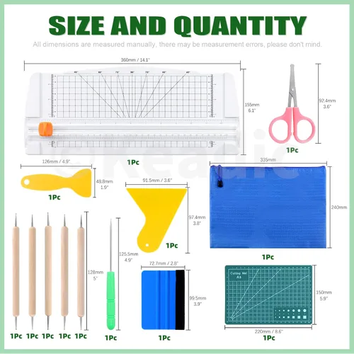 Vista 2 de Keadic 31 herramientas de modelo profesional compatibles con herramienta de deshierbe de vinilo, incluye tabla de cortar de papel, cuchillo
