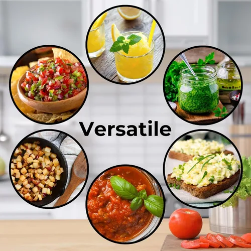 Vista 3 de Starfrit Pull Chopper - Procesador de alimentos manual multiusos - Sistema de tres cuchillas para un corte más rápido - De trozos grandes a puré
