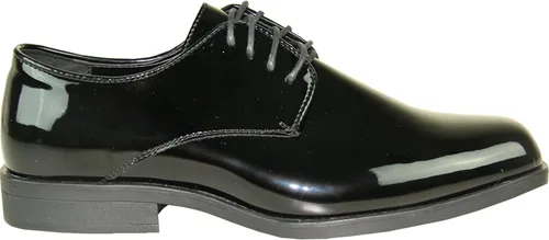 Vista 4 de VANGELO Zapato de vestir para hombre con lengüeta y esmoquin Oxford formal para baile de graduación, boda, uniforme ancho medio y ancho, negro
