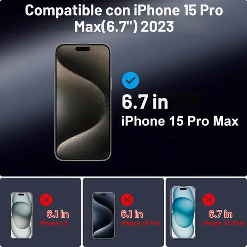 Vista 3 de TECHO Protector de pantalla de privacidad para iPhone 15 Pro Max, película de vidrio templado, cobertura completa de borde a borde, anti espía