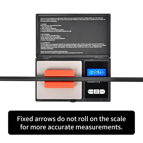 Vista 8 de SPG Báscula de flecha digital, báscula de grano de bolsillo con tiro con arco de 7.05 oz × 0.00 oz con soporte de flecha, peso de calibración