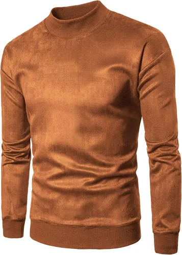 Vista 4 de COOFANDY Sudadera de cuello redondo para hombre, diseño estético de gamuza y manga larga