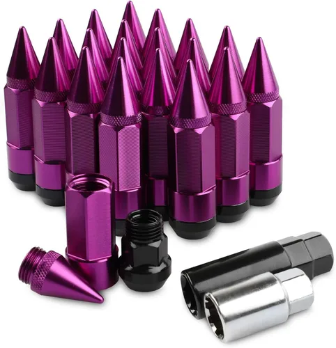Vista 12 de 20 Piezas Picos Antirrobo Extendidos Sintonizador Rueda/Llantas Tuerca de Orejeta M12X1.5+Llave (Negro)