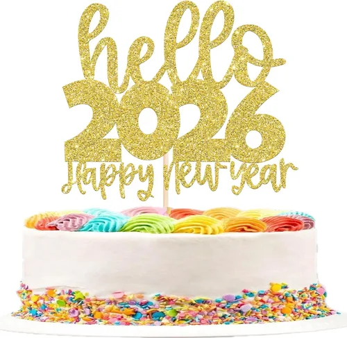 Vista 16 de Rsstarxi 1 paquete de decoración para tartas de Año Nuevo 2024 con purpurina para decoración de pasteles de Año Nuevo 2024, decoración para pasteles