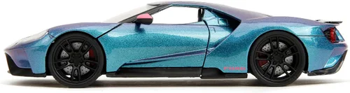 Vista 4 de Jada Pink Slips 1:24 W7 2017 Ford GT - Auto fundido a presión, juguetes para niños y adultos (morado metálico/azul)