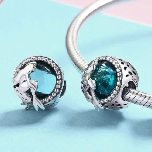 Vista 3 de Dije de plata de ley 925 para perro, dinosaurio, araña, gato, animal, delfín, ratón para pulsera Pandora