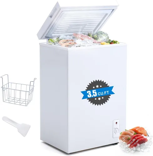 Vista 8 de Congelador de Cofre de 3.5 Pies Cúbicos - Congelador profundo compacto con control de temperatura de 7 niveles, enfriamiento rápido, eficiente