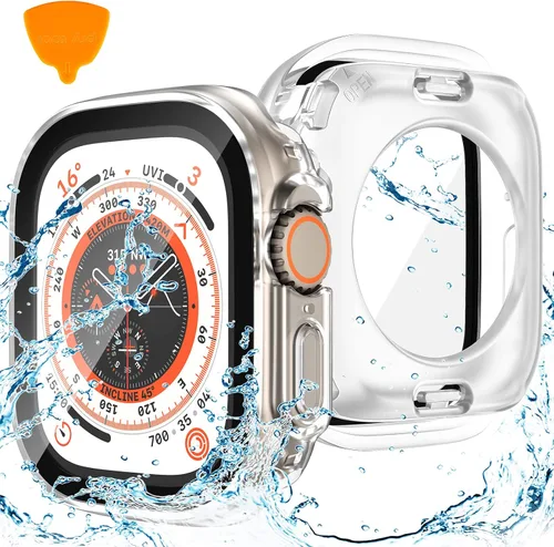 Vista 24 de Goton Funda impermeable 2 en 1 para Apple Watch, protector de pantalla para series 6/5/4, SE 3/2/1 de 40mm, cubierta frontal de vidrio protectora