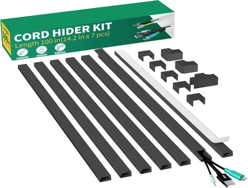 Vista 14 de Delamu Kit de cubierta de cable autoadhesivo de 100 pulgadas para TV montado en la pared, ocultador de cables pintable, sistema de gestión de cables