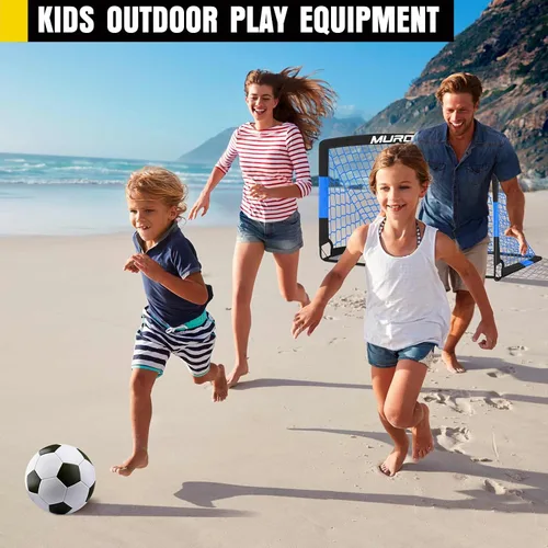Vista 8 de Portería de fútbol, juego de porterías de fútbol para niños para patio trasero, paquete de 2 redes de fútbol portátiles desplegables con pelota