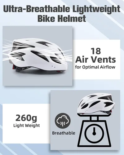 Vista 4 de Zacro - Casco de ciclismo para adultos, certificado por CPSC, para la protección y seguridad de hombres y mujeres, con banda para la cabeza