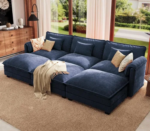 Vista 80 de Sofá modular de gran tamaño de 113 pulgadas, cómodo sofá en forma de L con funda extraíble, asiento ancho y profundo moderno para sala de estar