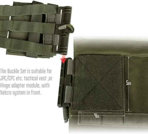 Vista 4 de LIVANS Conjunto de hebilla de liberación rápida, conjunto de hebilla de ajuste rápido de Molle Cinturón lateral Cummerbund Conjunto de liberación