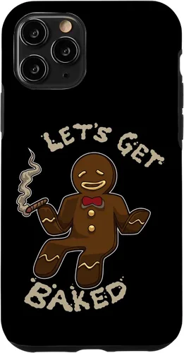 Vista 29 de Divertida funda navideña para iPhone 16 con diseño de pan de jengibre y marihuana