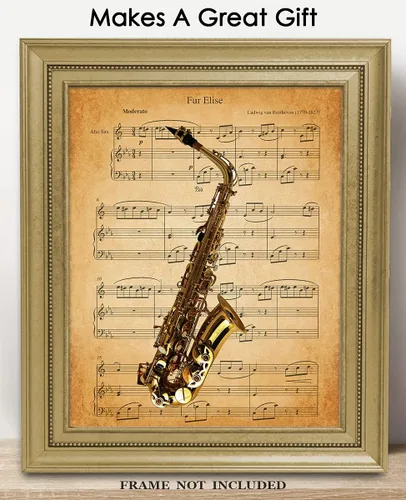 Vista 3 de Póster vintage de piel de saxofón Elise: impresiones estéticas de arte de pared para baño, hogar, cueva de hombre, dormitorio, oficina y bar, idea