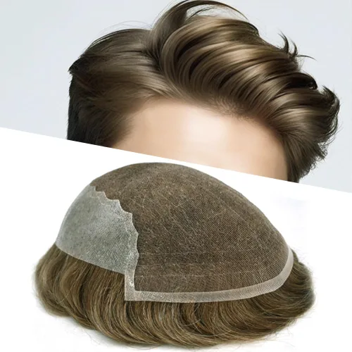 Vista 77 de Mens Toupee Human Hair Replacement System Swiss Lace Toupee For Men Hair Piece Protesis Capilar Mens Hairpiece 5X7#1 Jet Black 120% Density