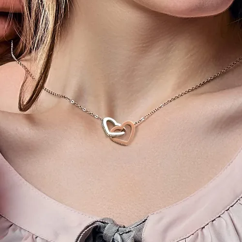 Vista 5 de Leos Print Shop Regalo para Esposa Regalos de Aniversario Para Mi Esposa Collar En forma de Corazon Plateado y Dorado Regalo Joyeria Para Mujer Con