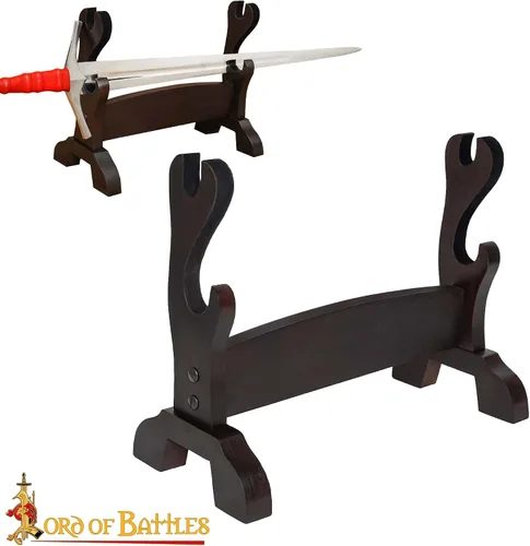 Vista 8 de Lord of Battles Soporte medieval de madera maciza para espada, soporte para espada, exhibición de espada de gladiador, soporte para espada katana