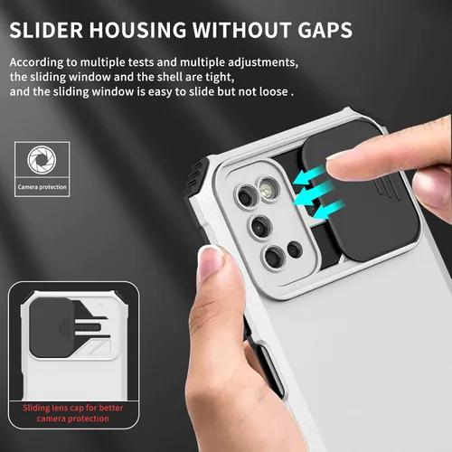 Vista 5 de Funda compatible con Redmi A1 4G, cubierta de lente de cámara deslizante integrada compatible con Redmi A2 4G con función atril 2 en 1 funda para bai