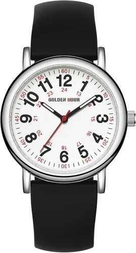 Vista 2 de GOLDEN HOUR Reloj de enfermera impermeable para profesionales médicos estudiantes mujeres y hombres varios colores esfera luminouse de fácil lectura