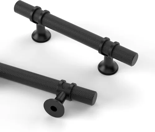 Vista 9 de Asidrama - Paquete de 10 manijas para gabinete de cocina de 3 pulgadas (76mm) de color negro mate y bronce champán, tiradores para gabinete