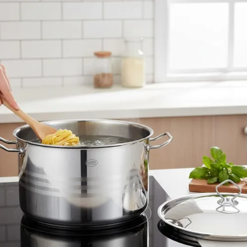 Vista 3 de Alpine Cuisine Olla de acero inoxidable con tapa de 3.6 cuartos de galón, resistente, grado comercial, horno holandés