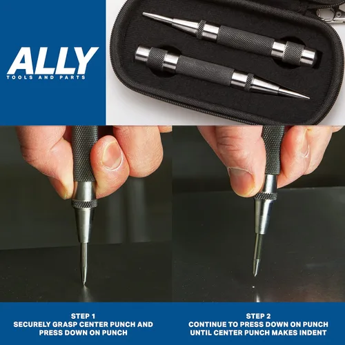 Vista 3 de ALLY Tools - Perforadora central automática resistente con acero endurecido, 2 unidades de punzón central automático de alta calidad