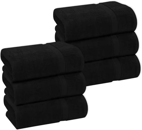 Vista 30 de GOLD TEXTILES Juego de 24 toallas de baño negras de alta absorción, multiusos, secado rápido, para piscina, gimnasio, hotel, spa